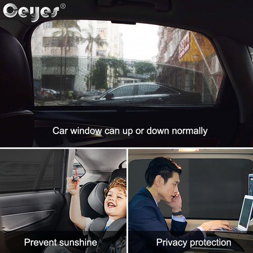 2PCS Car Side Window Sun Shades – UV Protection Mesh Curtains