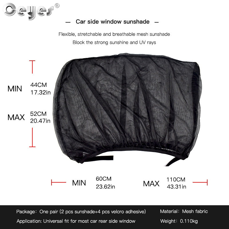 2PCS Car Side Window Sun Shades – UV Protection Mesh Curtains