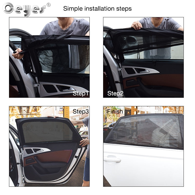 2PCS Car Side Window Sun Shades – UV Protection Mesh Curtains