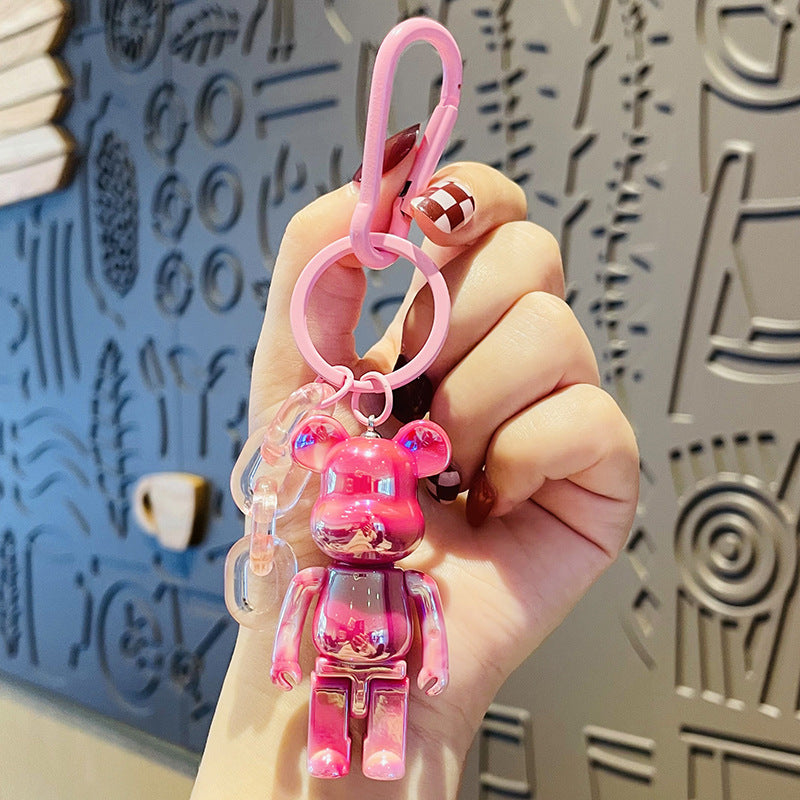 Cute Bear Acrylic Keychain – Electroplated Bag & Key Pendant