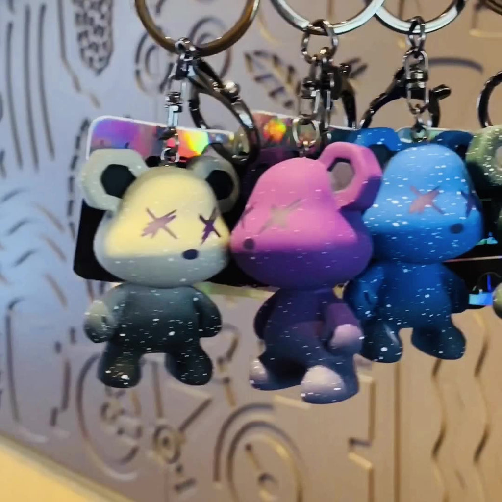Gradient Chameleon Bear Keychain – Cute Bag & Car Pendant