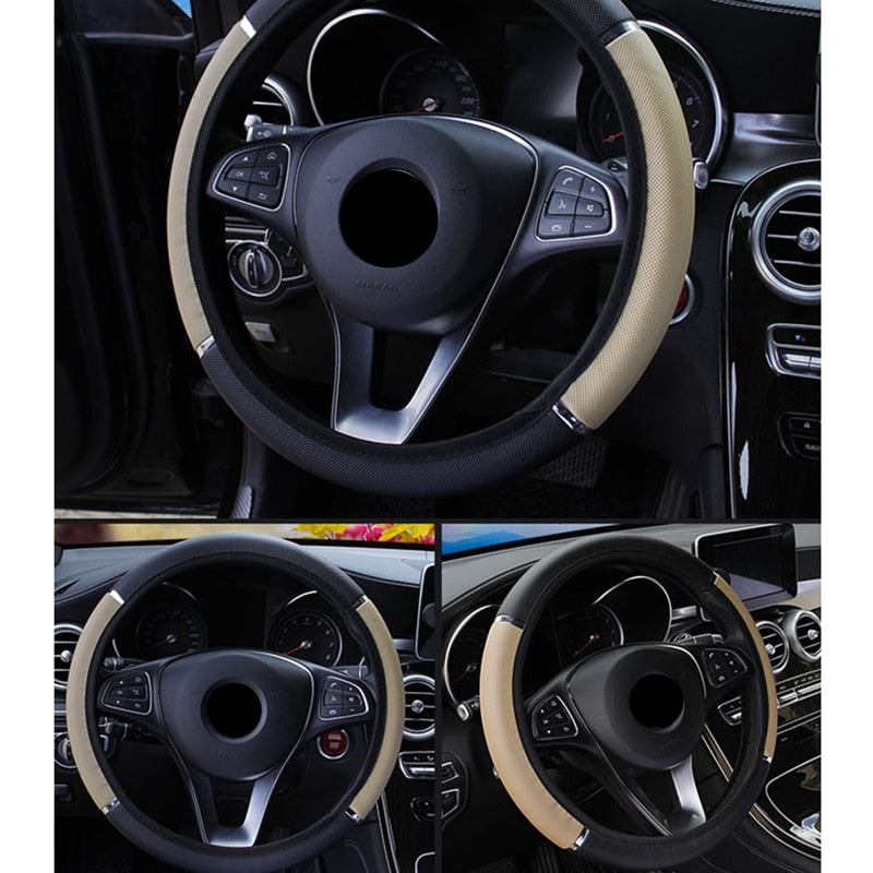 38CM Universal Car Steering Wheel Cover – Braided Protective Grip