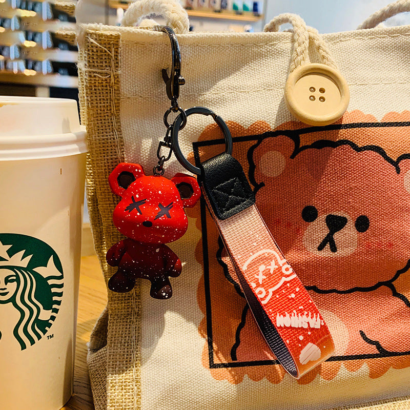Gradient Chameleon Bear Keychain – Cute Bag & Car Pendant